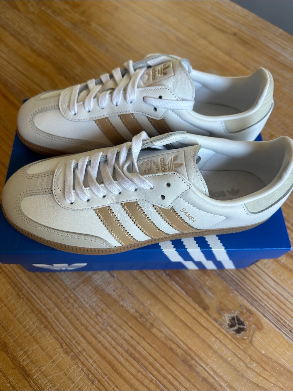 Adidas Samba OG Off-White with Gold Stripes - Picture 3 of 6